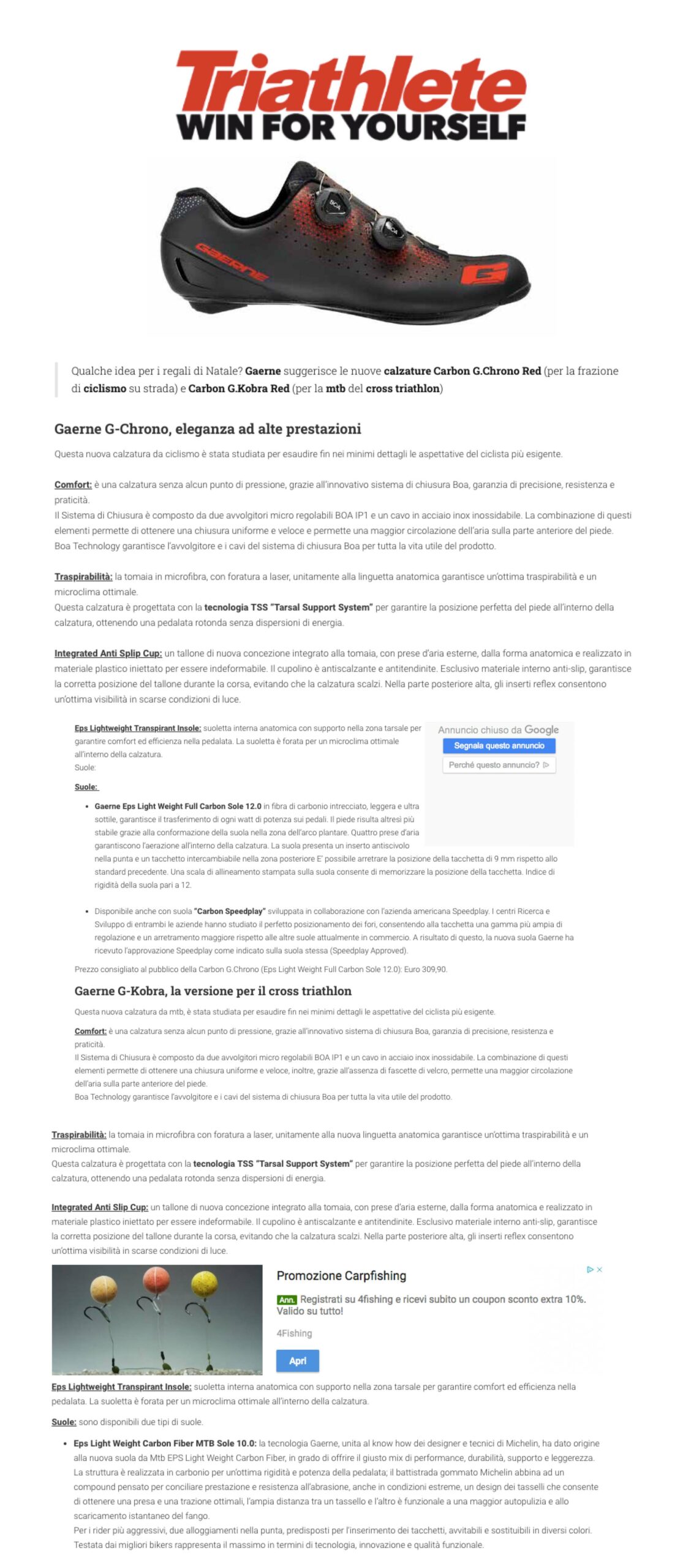Scopri di più sull'articolo Gaerne Carbon G Chrono Red | Triathete.it